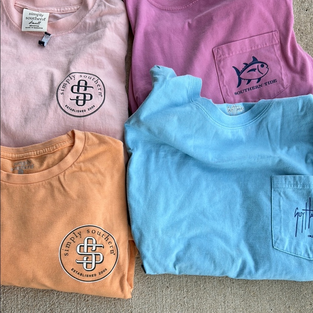 SIMPLY SOUTHERN Southern Tide Pink and Blue Short Sleeve Tees LOT